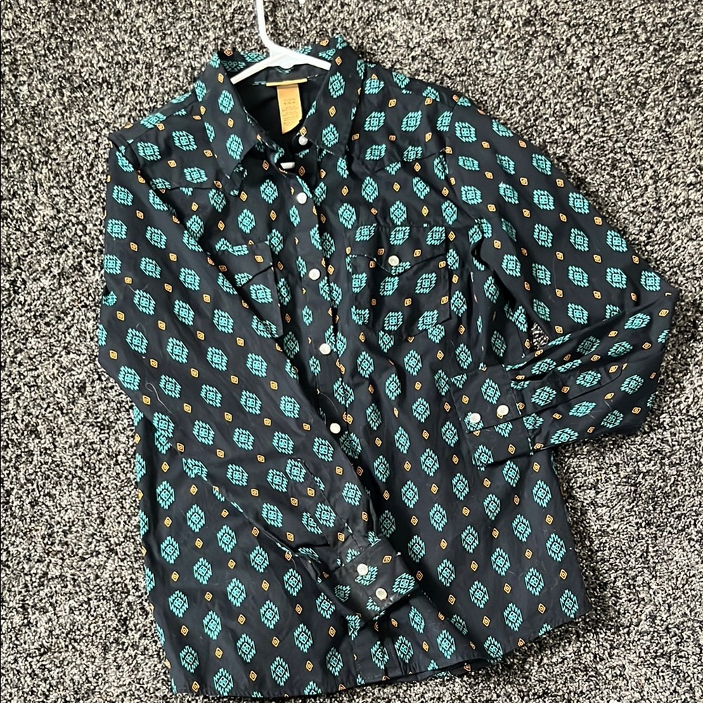 Wrangler Black and Teal Shirt